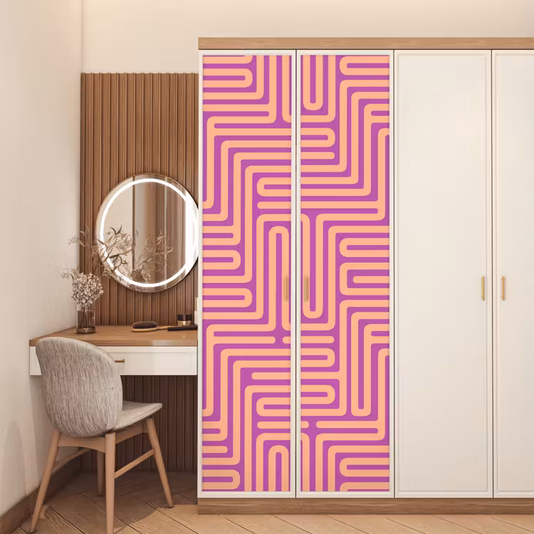 Deursticker - Patroon - Lijnen - Abstract - Modern - Paars — 5