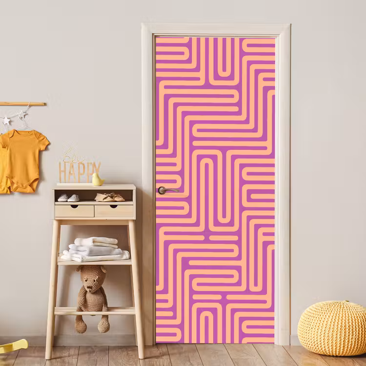 Deursticker - Patroon - Lijnen - Abstract - Modern - Paars — 6