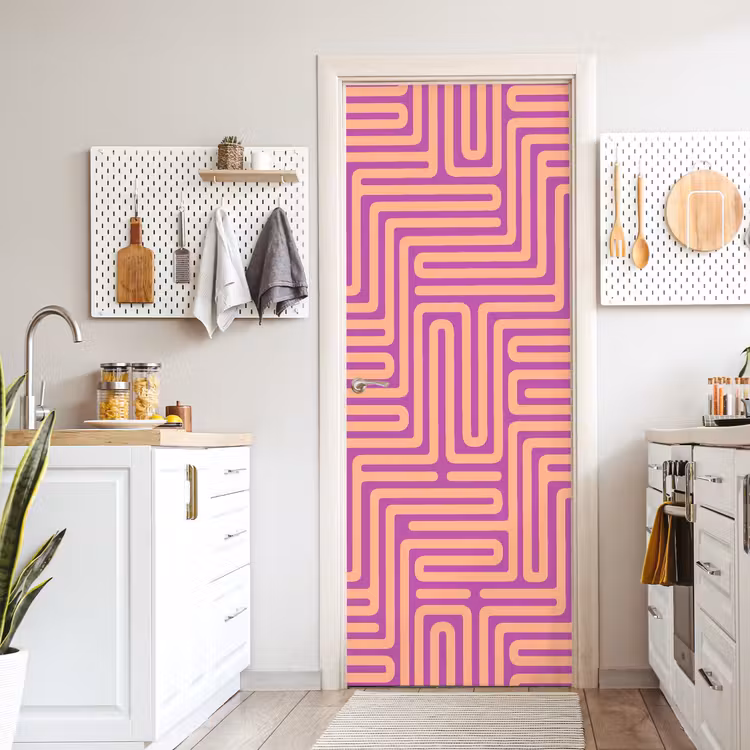 Deursticker - Patroon - Lijnen - Abstract - Modern - Paars — 7