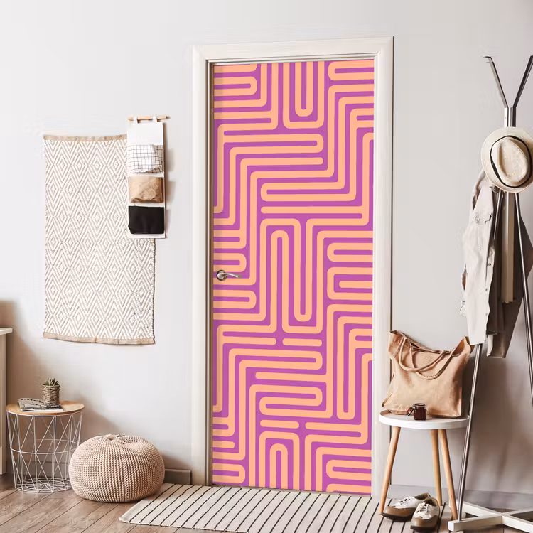 Deursticker - Patroon - Lijnen - Abstract - Modern - Paars — 8