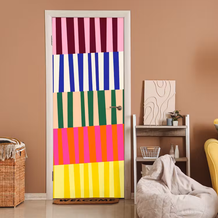 Deursticker - Patroon - Strepen - Abstract - Modern - Kleurrijk — 2