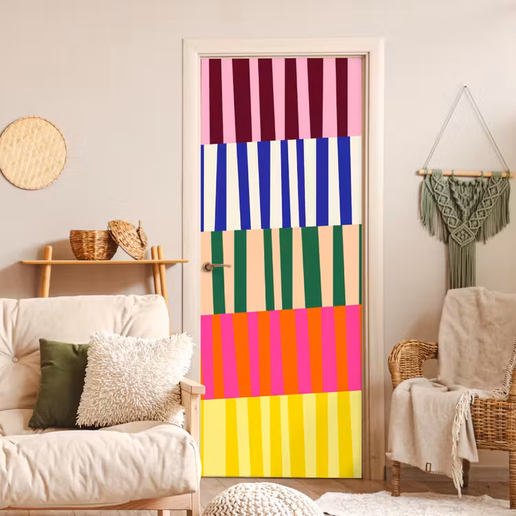 Deursticker - Patroon - Strepen - Abstract - Modern - Kleurrijk — 4