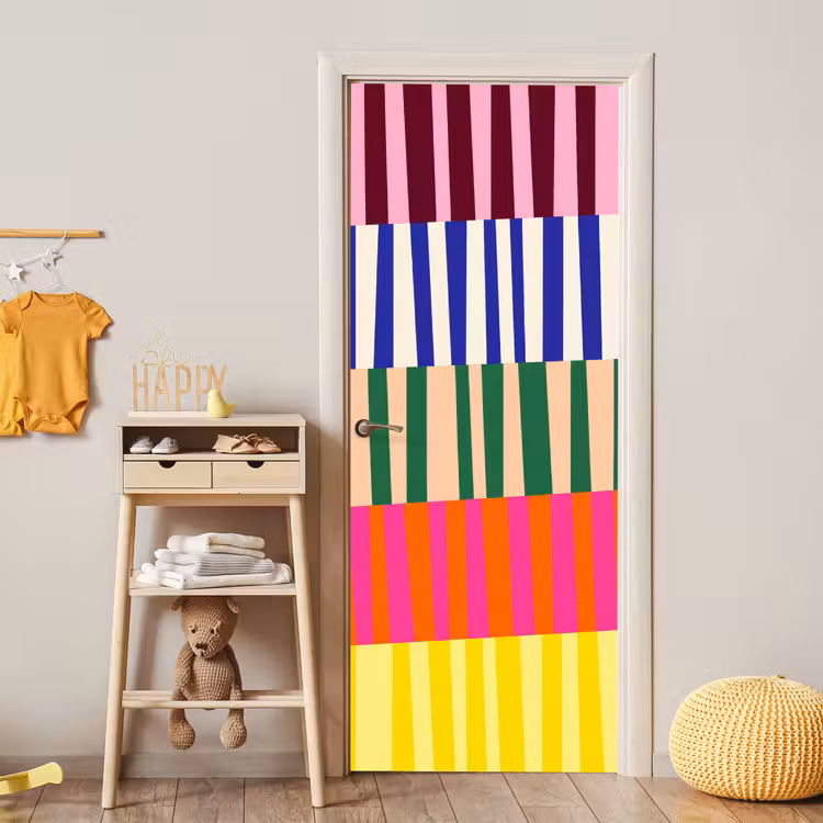 Deursticker - Patroon - Strepen - Abstract - Modern - Kleurrijk — 6