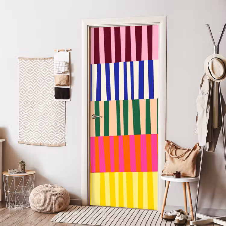 Deursticker - Patroon - Strepen - Abstract - Modern - Kleurrijk — 8