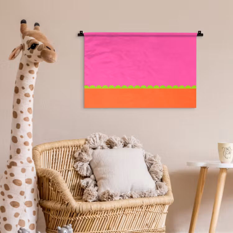 Wandkleed - Abstract - Geometrisch - Kleurblokken - Roze - Oranje — 5