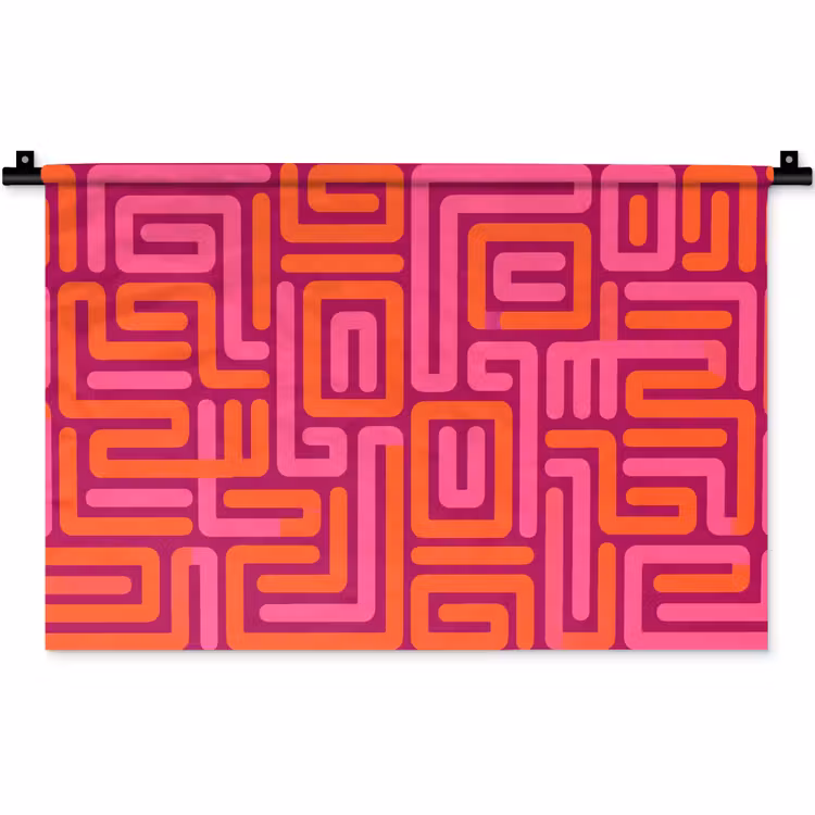 Wandkleed - Abstract - Patroon - Lijnen - Roze - Oranje — 1