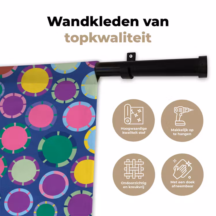 Wandkleed - Patroon - Cirkels - Abstract - Kleurrijk — 3