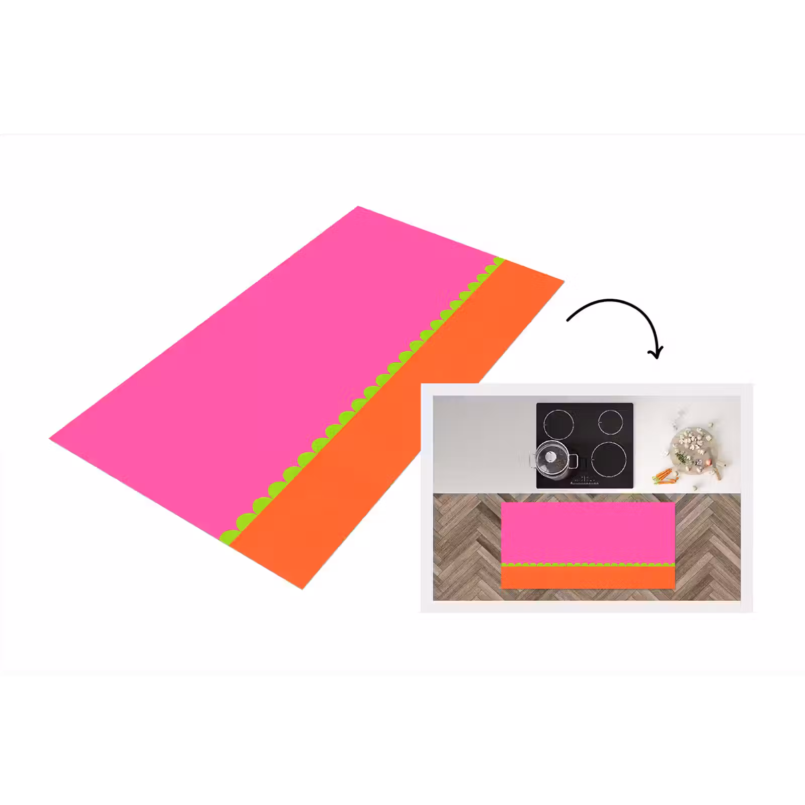 Keukenloper - Abstract - Geometrisch - Kleurblokken - Roze - Oranje — 1