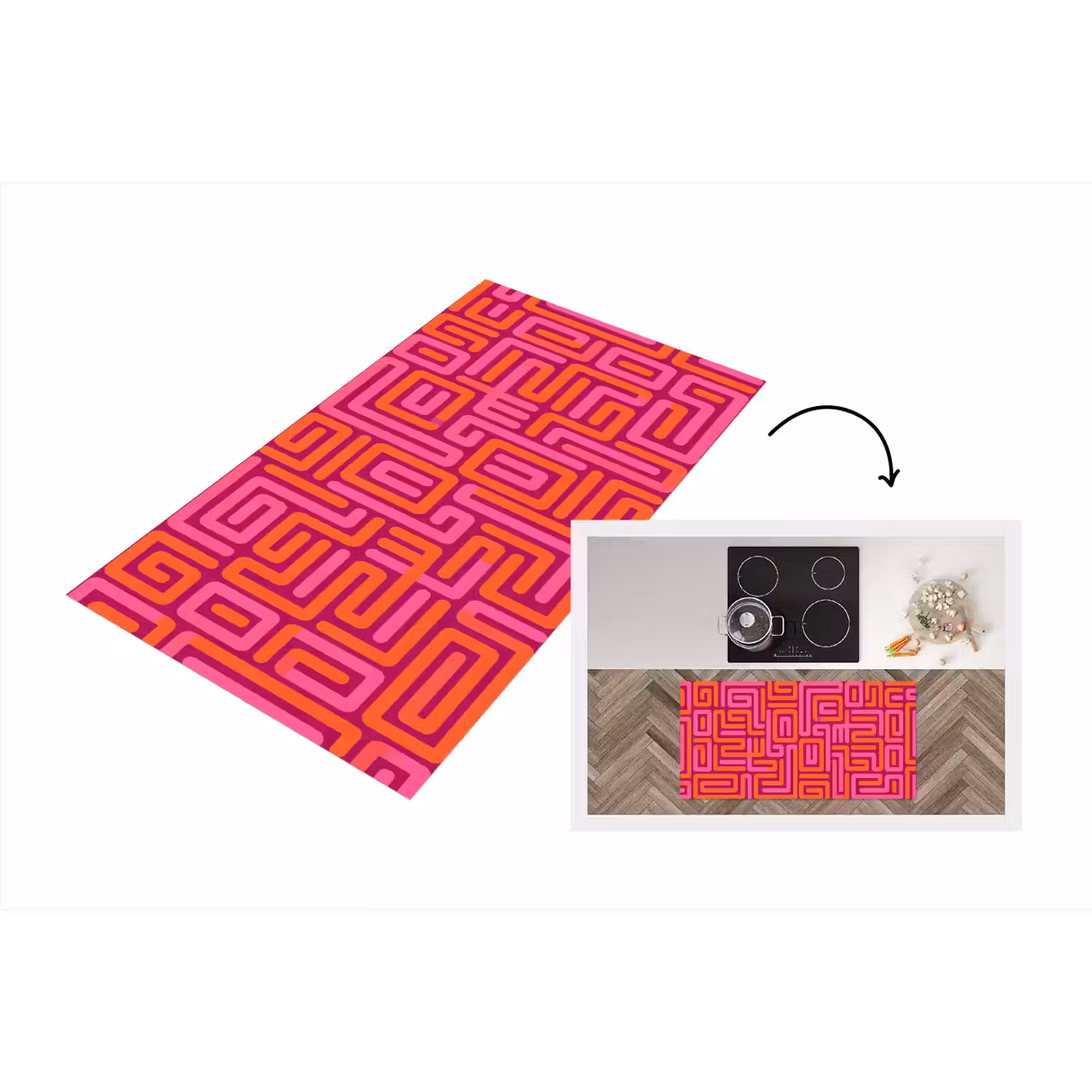 Keukenloper - Abstract - Patroon - Lijnen - Roze - Oranje — 1