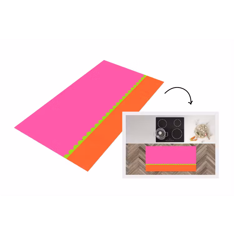 Keukenloper - Abstract - Geometrisch - Kleurblokken - Roze - Oranje — 1