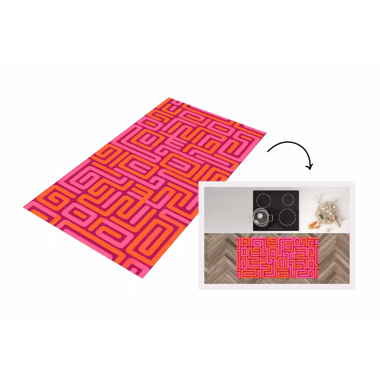 Keukenloper - Abstract - Patroon - Lijnen - Roze - Oranje — 1
