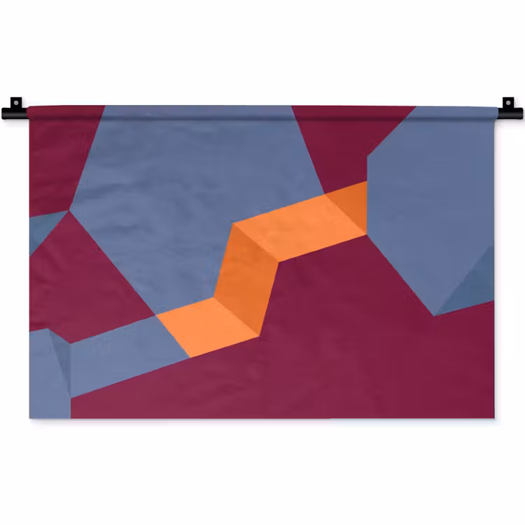 Wandkleed - Abstract - Vormen - Modern - Blauw - Oranje — 1