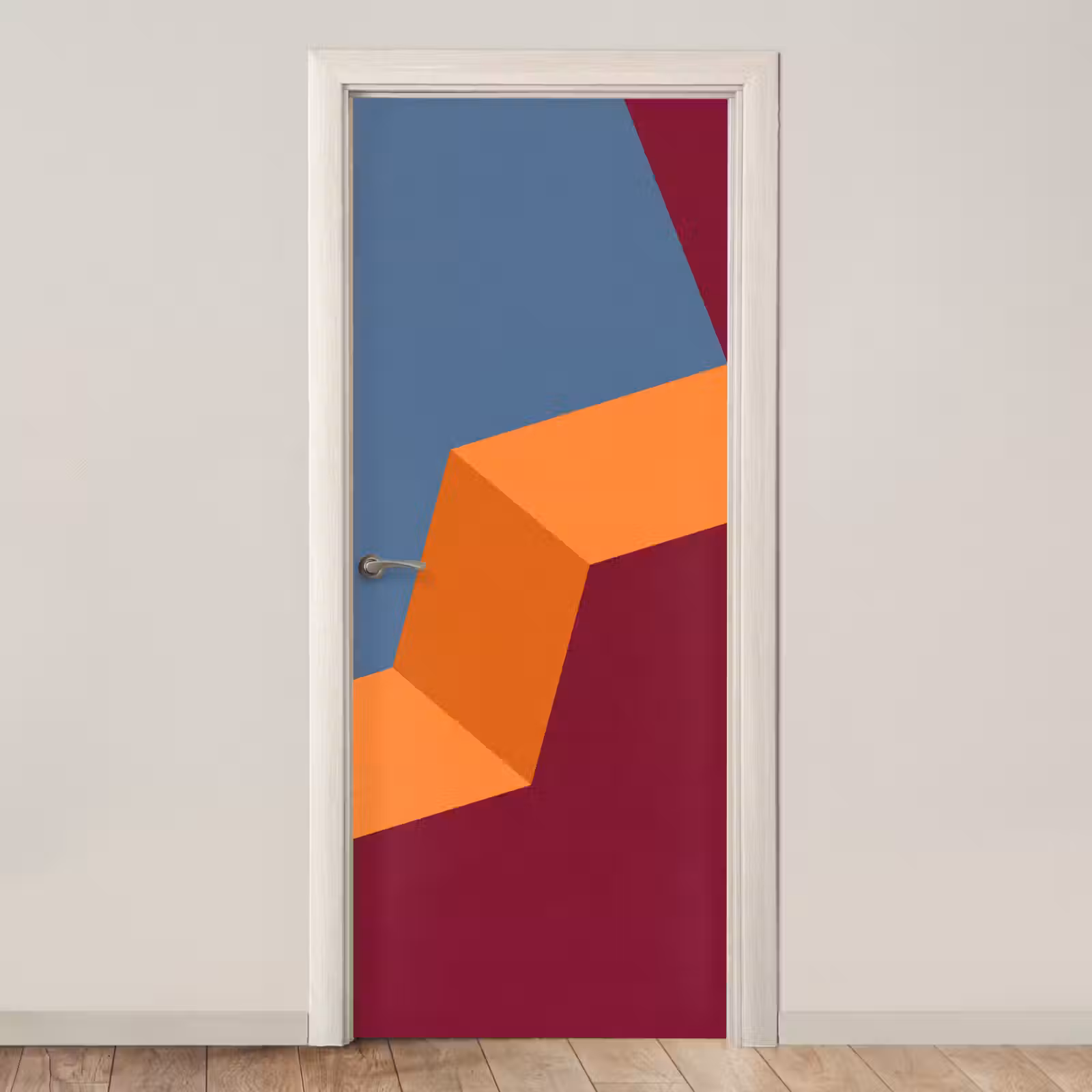 Deursticker - Abstract - Vormen - Modern - Blauw - Oranje — 1