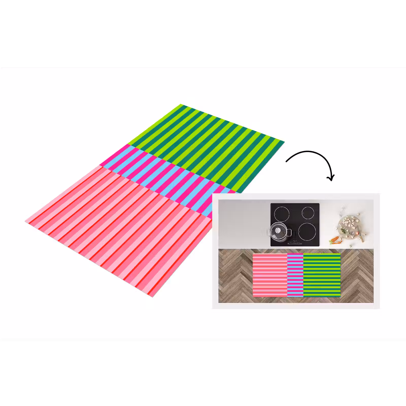 Keukenloper - Patroon - Strepen - Modern - Abstract - Kleurrijk — 1