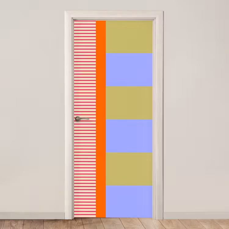Deursticker - Abstract - Geometrie - Strepen - Blokken - Rood — 1