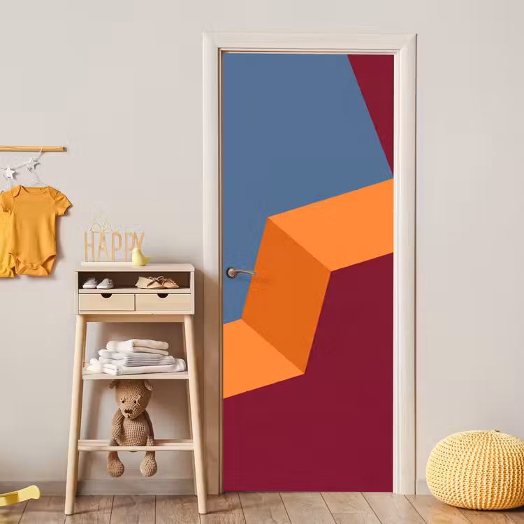 Deursticker - Abstract - Vormen - Modern - Blauw - Oranje — 6