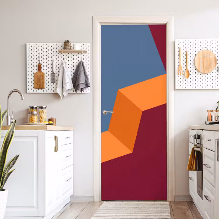 Deursticker - Abstract - Vormen - Modern - Blauw - Oranje — 7