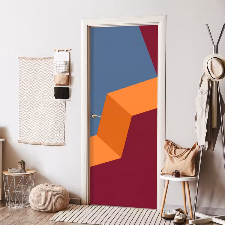 Deursticker - Abstract - Vormen - Modern - Blauw - Oranje — 8
