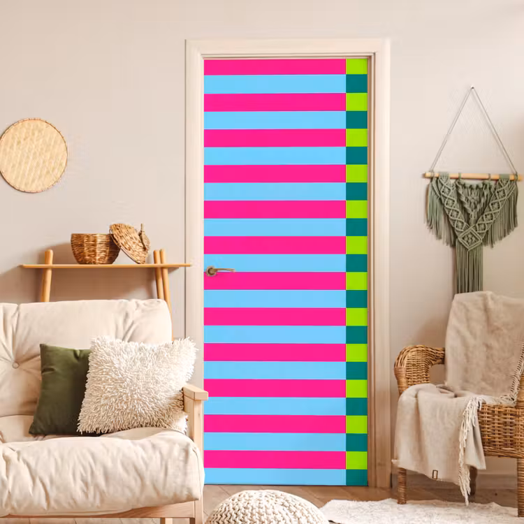 Deursticker - Patroon - Strepen - Modern - Abstract - Kleurrijk — 4