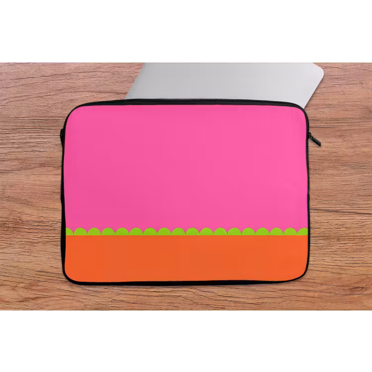 Laptophoes - Abstract - Geometrisch - Kleurblokken - Roze - Oranje — 2