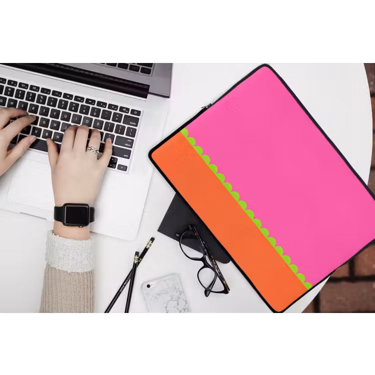 Laptophoes - Abstract - Geometrisch - Kleurblokken - Roze - Oranje — 3