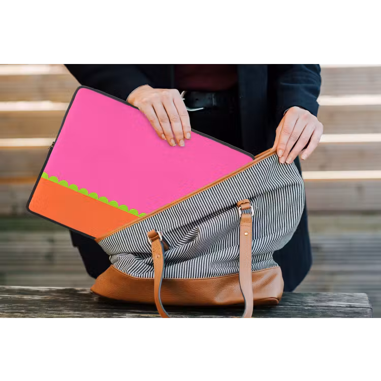 Laptophoes - Abstract - Geometrisch - Kleurblokken - Roze - Oranje — 4