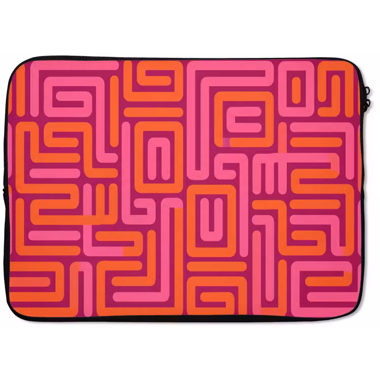 Laptophoes - Abstract - Patroon - Lijnen - Roze - Oranje — 1