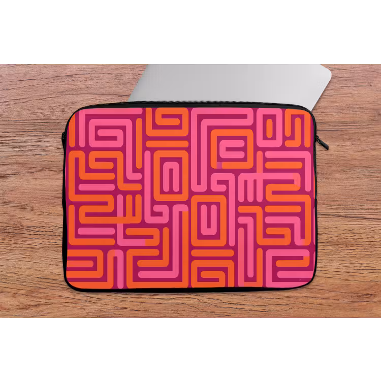 Laptophoes - Abstract - Patroon - Lijnen - Roze - Oranje — 2