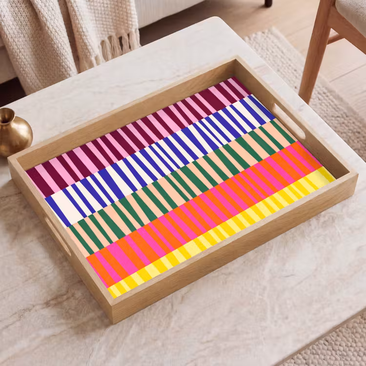 Dienblad - Patroon - Strepen - Abstract - Modern - Kleurrijk — 2