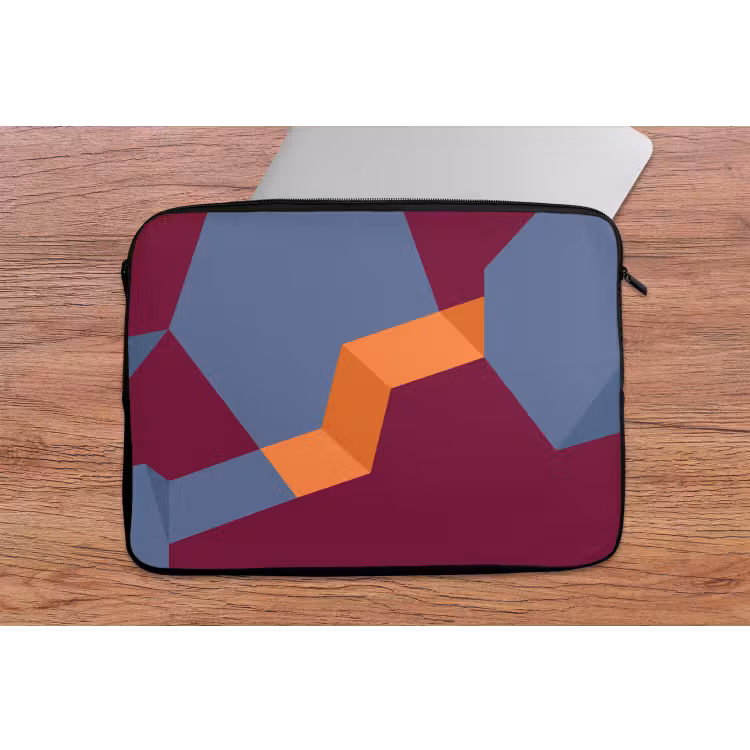 Laptophoes - Abstract - Vormen - Modern - Blauw - Oranje — 2