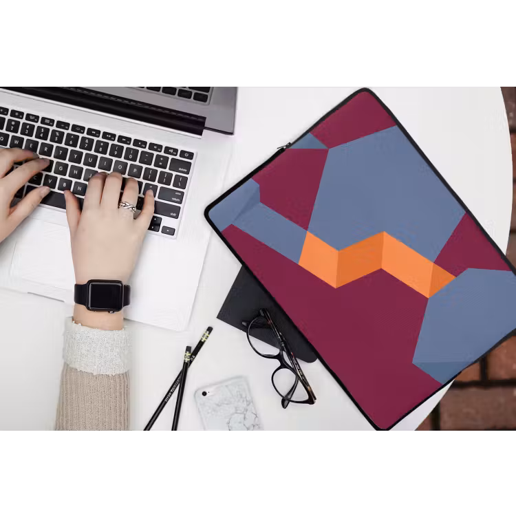 Laptophoes - Abstract - Vormen - Modern - Blauw - Oranje — 3