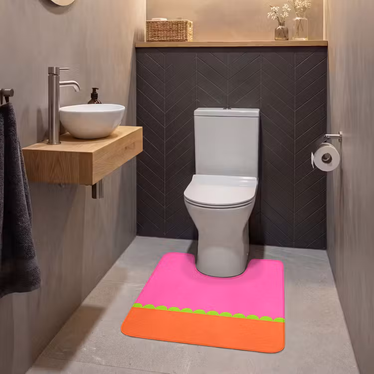 Wc Mat - Abstract - Geometrisch - Kleurblokken - Roze - Oranje — 2