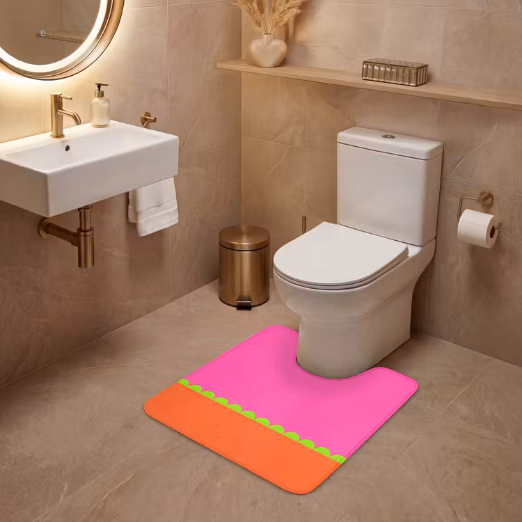 Wc Mat - Abstract - Geometrisch - Kleurblokken - Roze - Oranje — 3