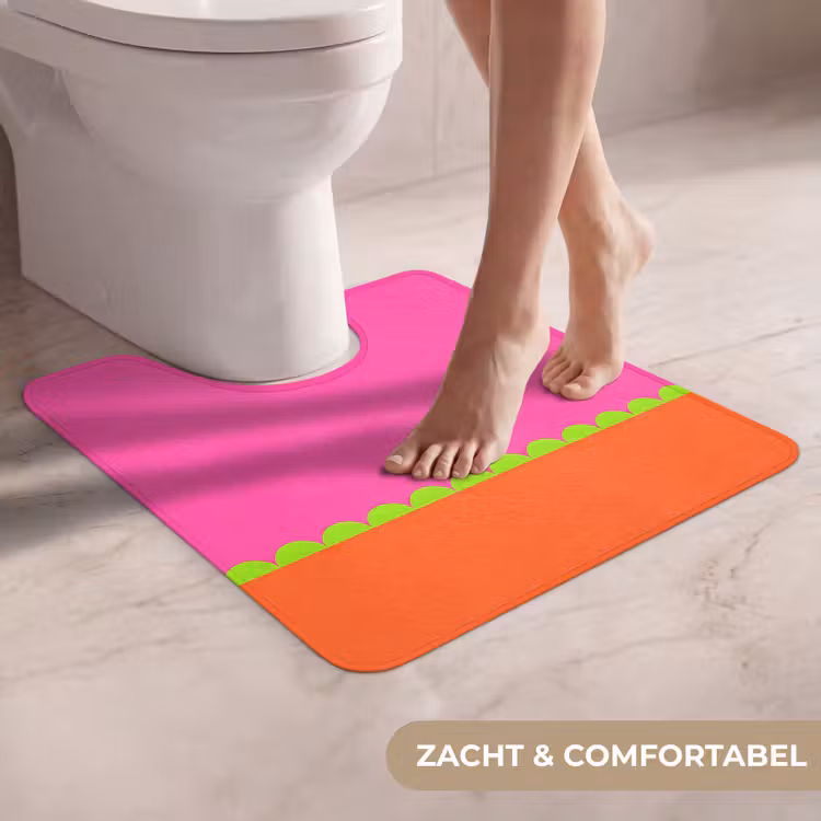 Wc Mat - Abstract - Geometrisch - Kleurblokken - Roze - Oranje — 5