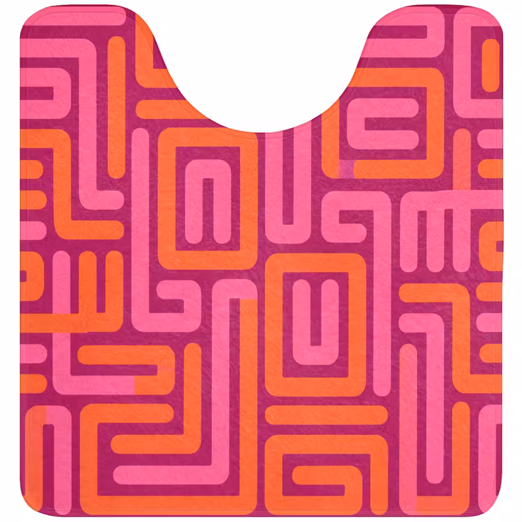 Wc Mat - Abstract - Patroon - Lijnen - Roze - Oranje — 1