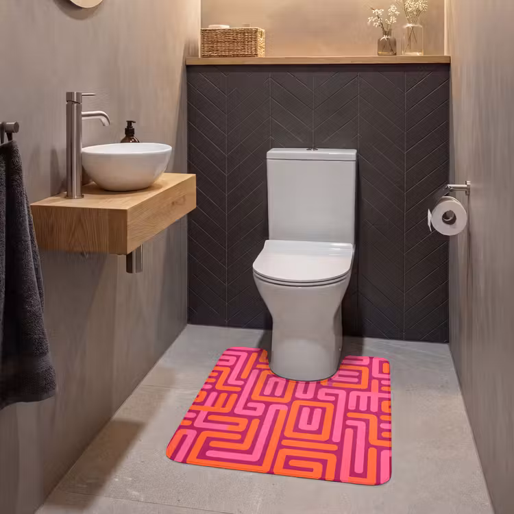 Wc Mat - Abstract - Patroon - Lijnen - Roze - Oranje — 2