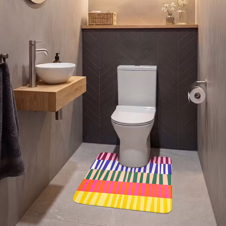 Wc Mat - Patroon - Strepen - Abstract - Modern - Kleurrijk — 2