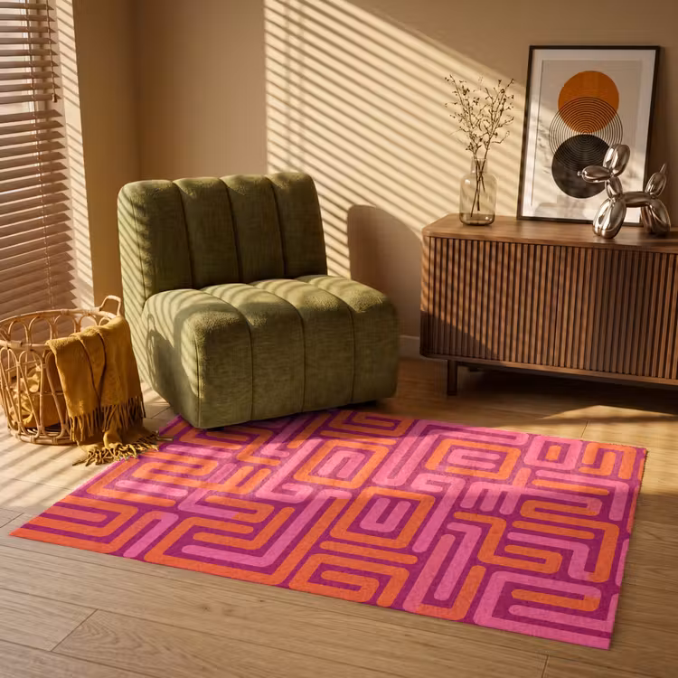 Vloerkleed - Abstract - Patroon - Lijnen - Roze - Oranje — 2