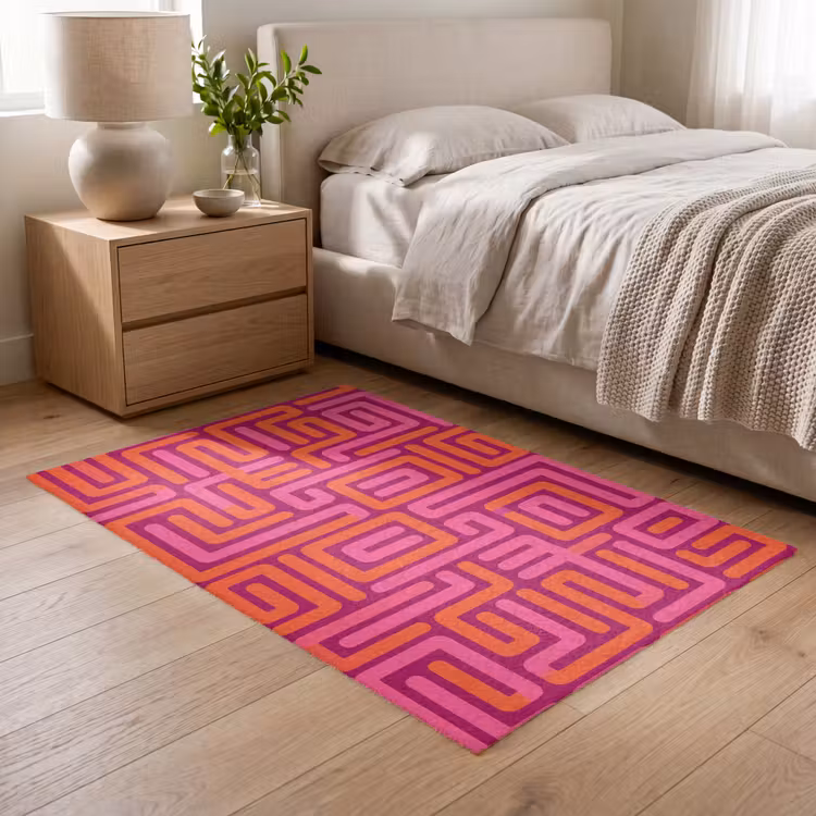 Vloerkleed - Abstract - Patroon - Lijnen - Roze - Oranje — 5