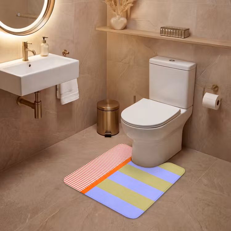 Wc Mat - Abstract - Geometrie - Strepen - Blokken - Rood — 3