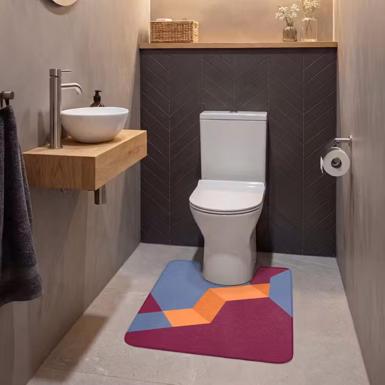 Wc Mat - Abstract - Vormen - Modern - Blauw - Oranje — 2