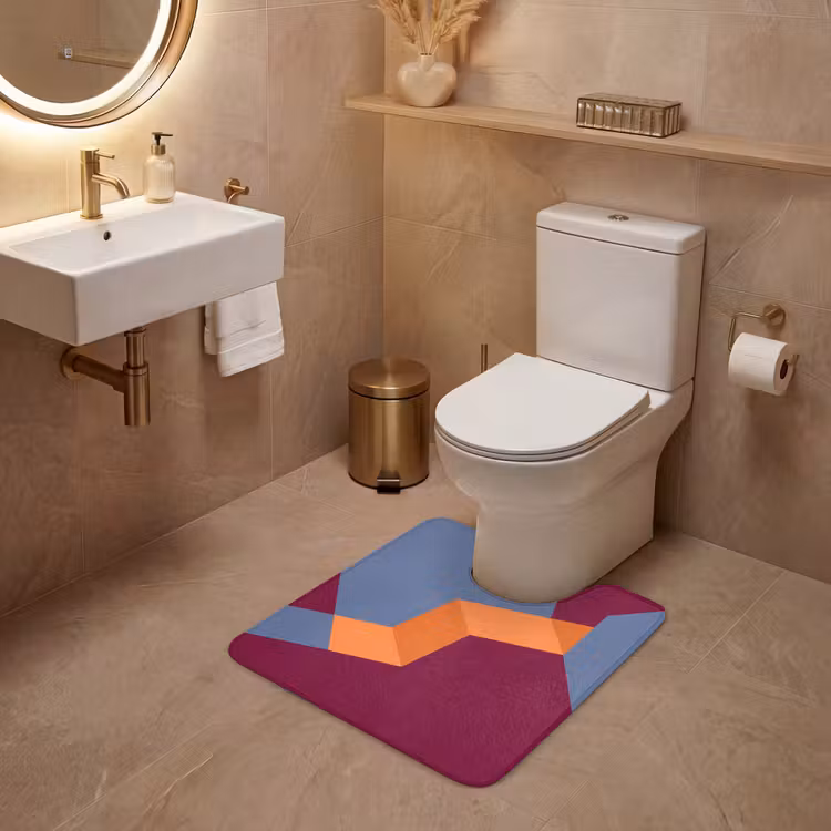 Wc Mat - Abstract - Vormen - Modern - Blauw - Oranje — 3