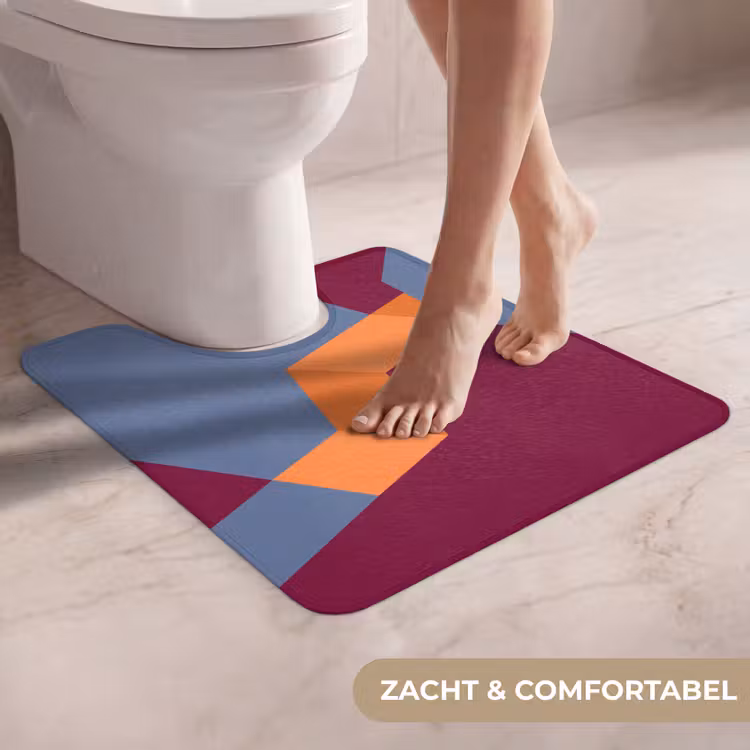 Wc Mat - Abstract - Vormen - Modern - Blauw - Oranje — 5