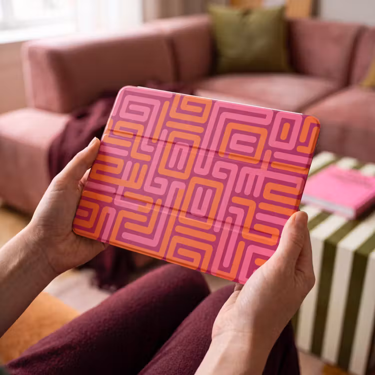 iPad hoes - Abstract - Patroon - Lijnen - Roze - Oranje — 4