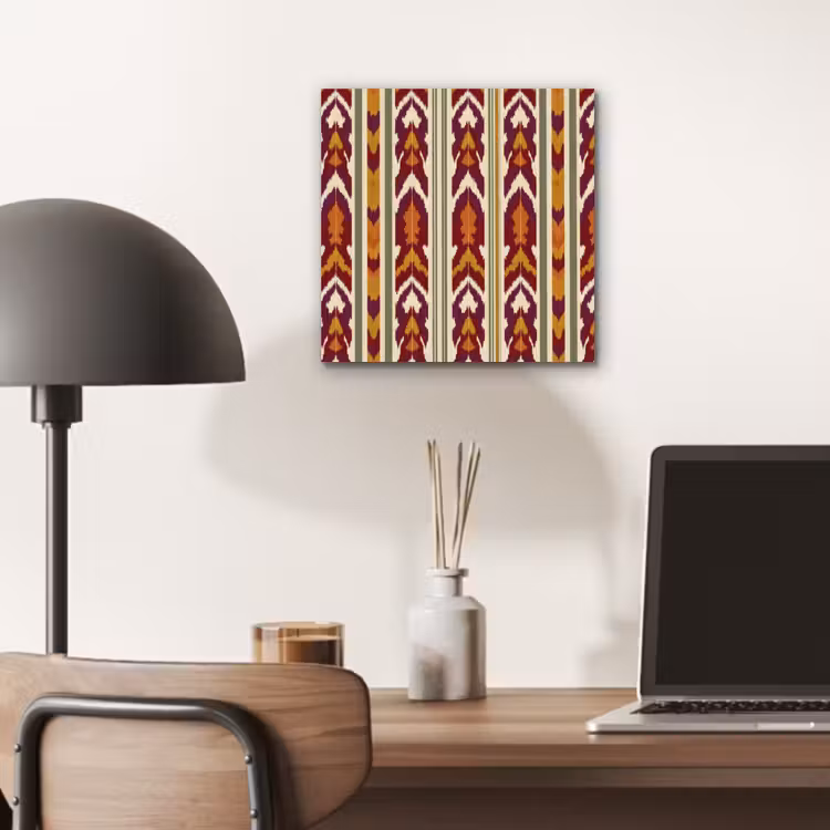 Aluminium schilderij - Ikat - Bordeauxrood - Etnisch - Patroon — 6