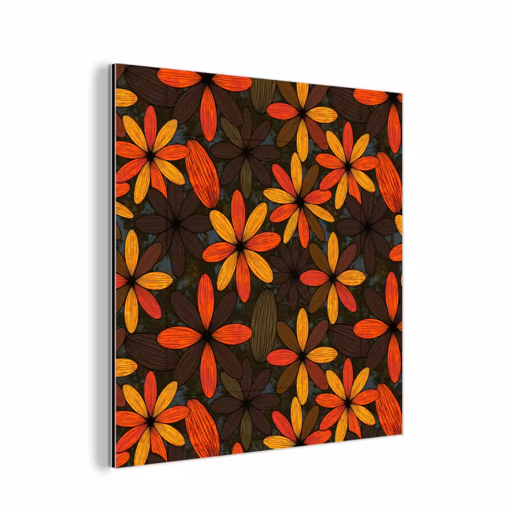 Aluminium schilderij - Oranje - Retro - Bloemen - Herfst — 1