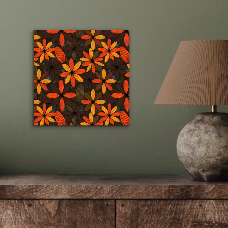 Aluminium schilderij - Oranje - Retro - Bloemen - Herfst — 3