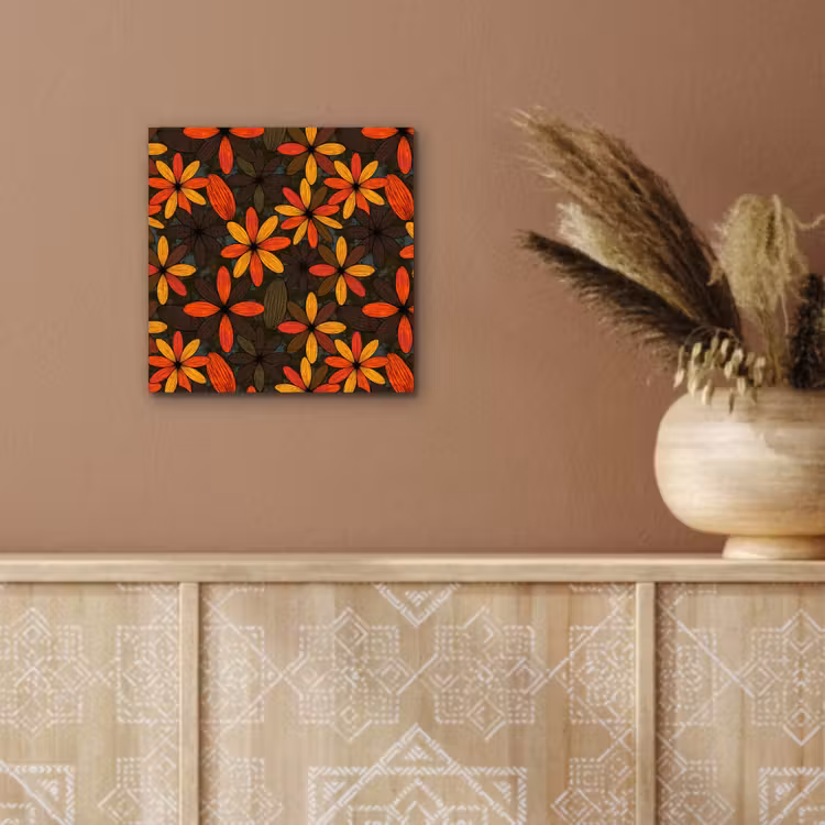 Aluminium schilderij - Oranje - Retro - Bloemen - Herfst — 5