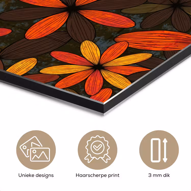 Aluminium schilderij - Oranje - Retro - Bloemen - Herfst — 7