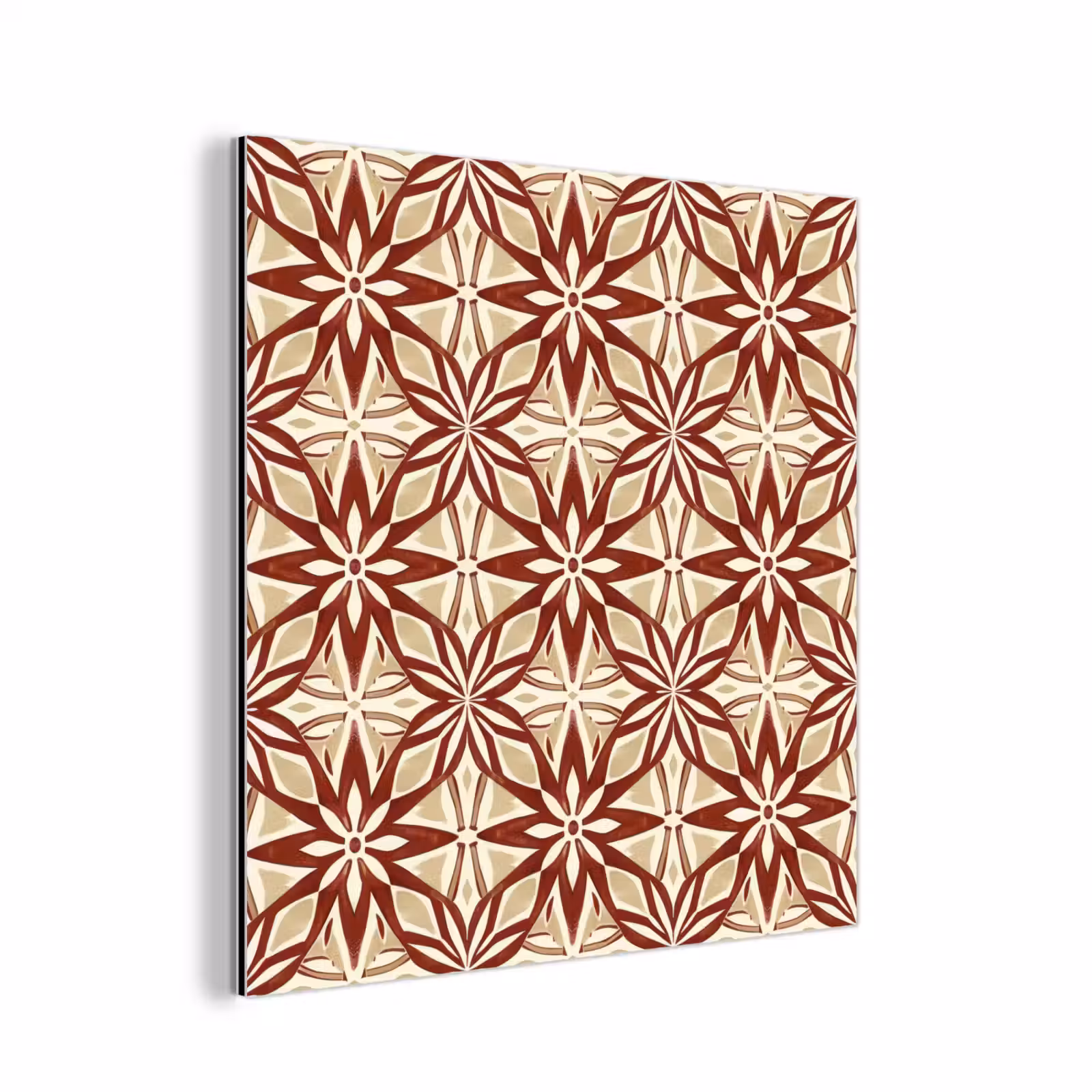Aluminium schilderij - Bordeauxrood - Geometrisch - Tegel - Patroon — 1